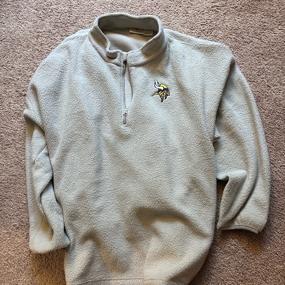 MN Vikings Fanatics Light Gray Zip-Up Sweater